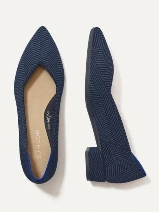 Rothy's Shoes - Rothy’s The High Point Navy Herringbone Knit Women’s Heels Size 11.5 Insole